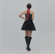 Hangeul Printed Tube Top [half and half] - LEESLE