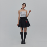 Hangeul Printed Tube Top [half and half] - LEESLE