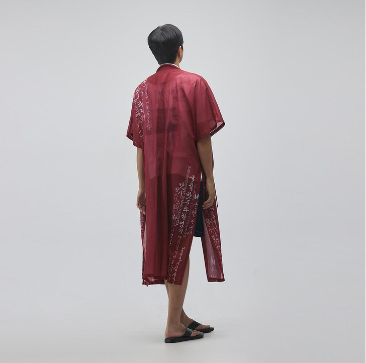 Hangeul Robe Coat Dapho [Red] - LEESLE